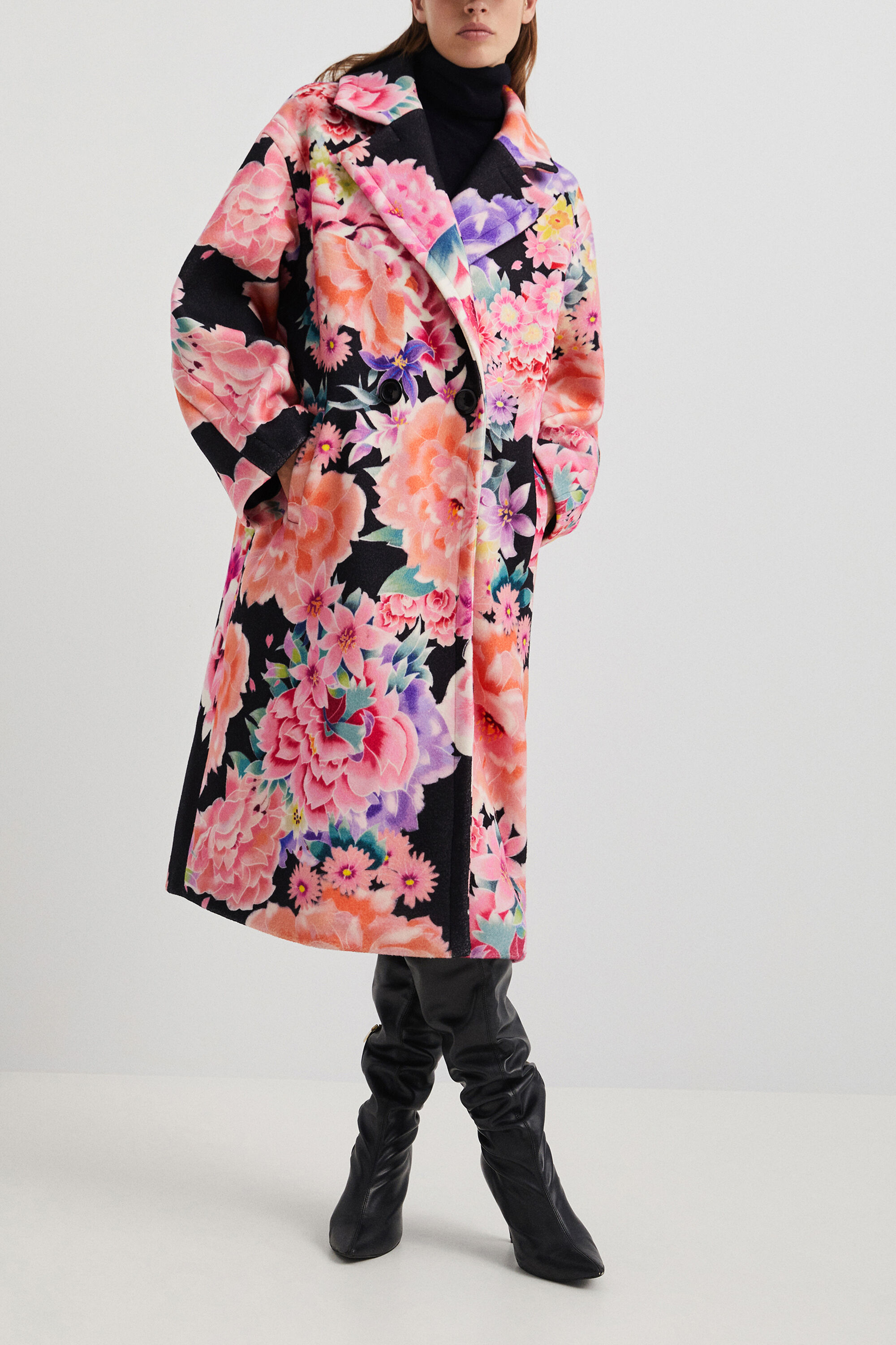 Floral oversized trench coat Desigual