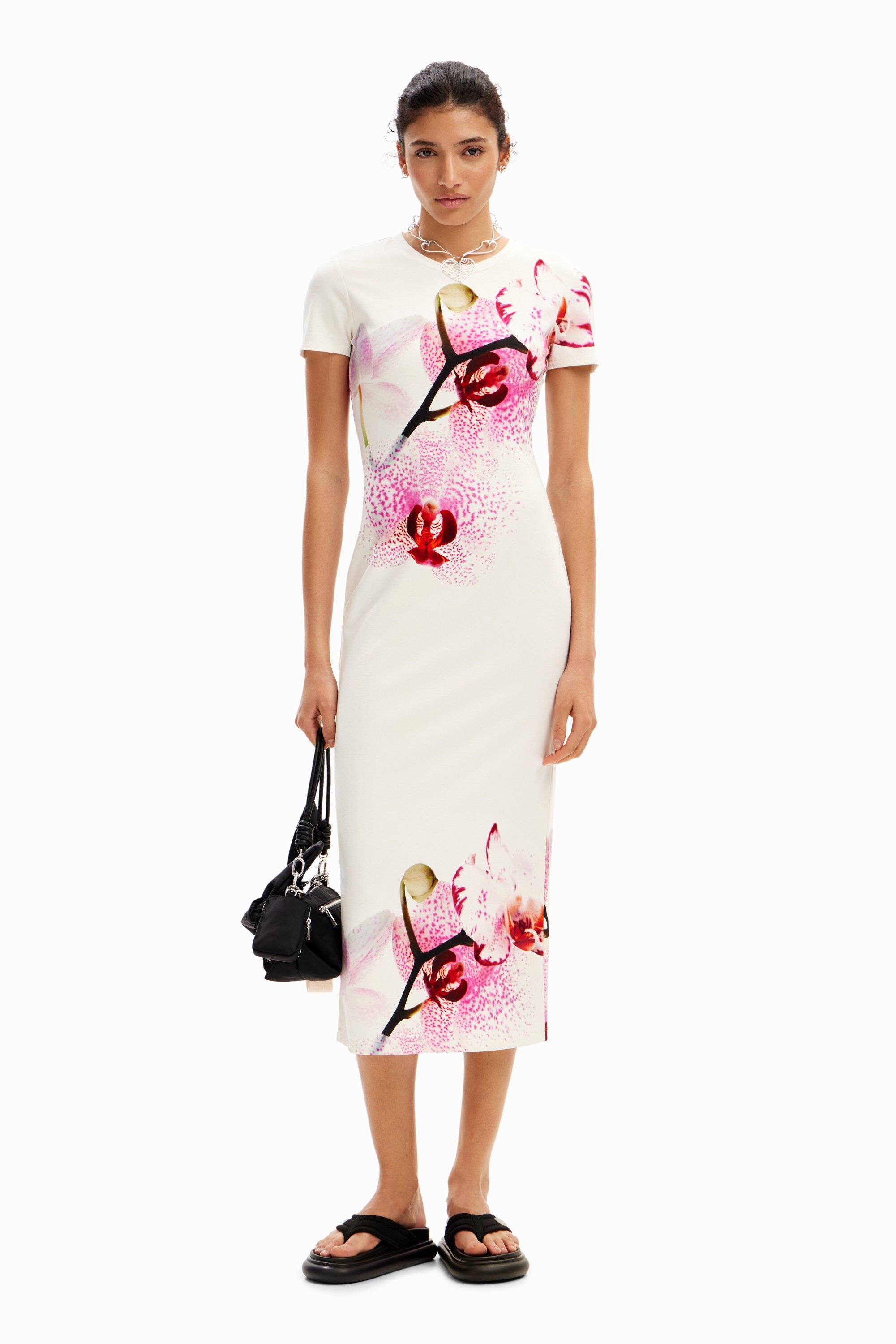 Desigual M. Christian Lacroix Orchid Midi Dress In White