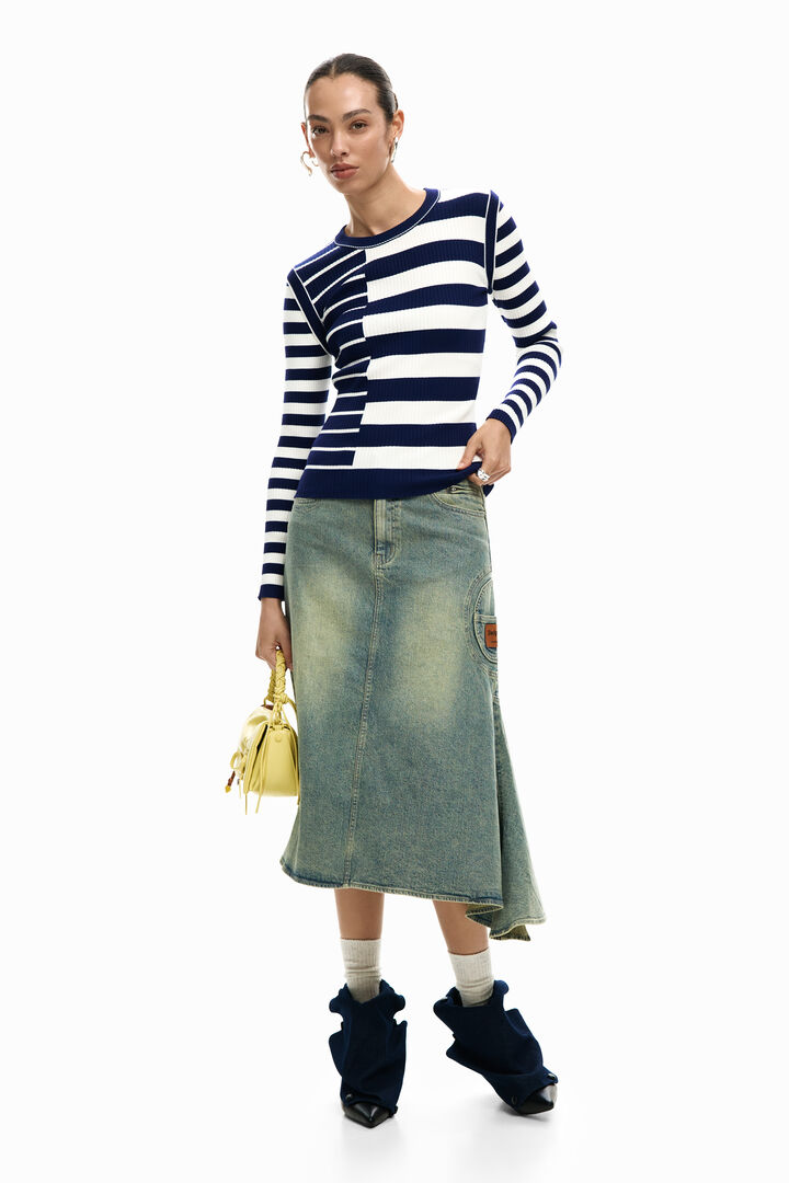 Rebrovaný pruhovaný sveter | Desigual