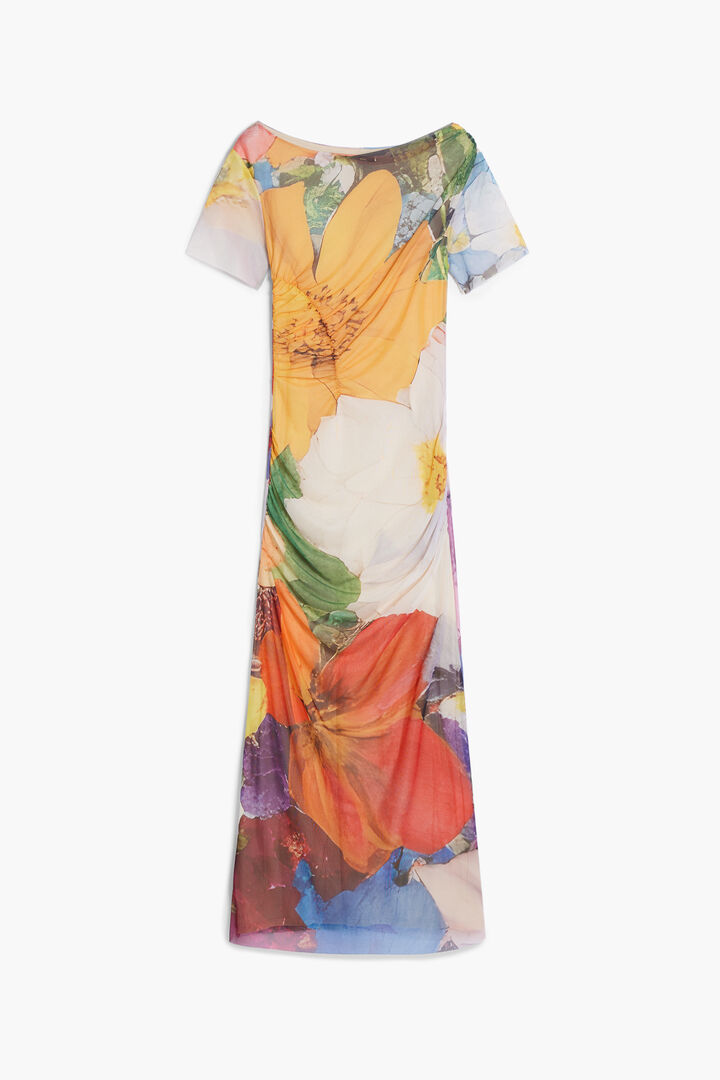 Midi tulle dress with flowers | Desigual