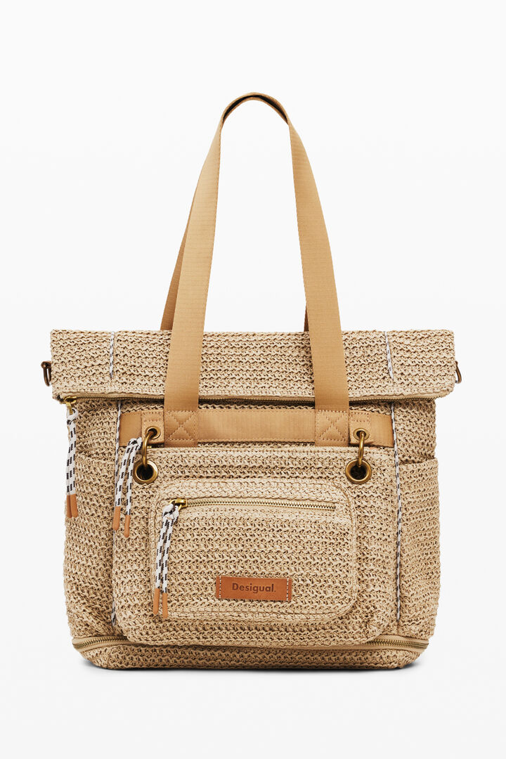 Large Voyager raffia backpack | Desigual