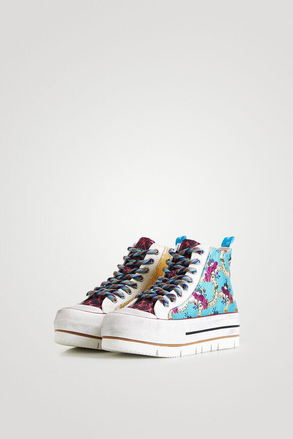 Floral patchwork high-top platform sneakers | Desigual