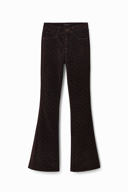 Retro print corduroy trousers