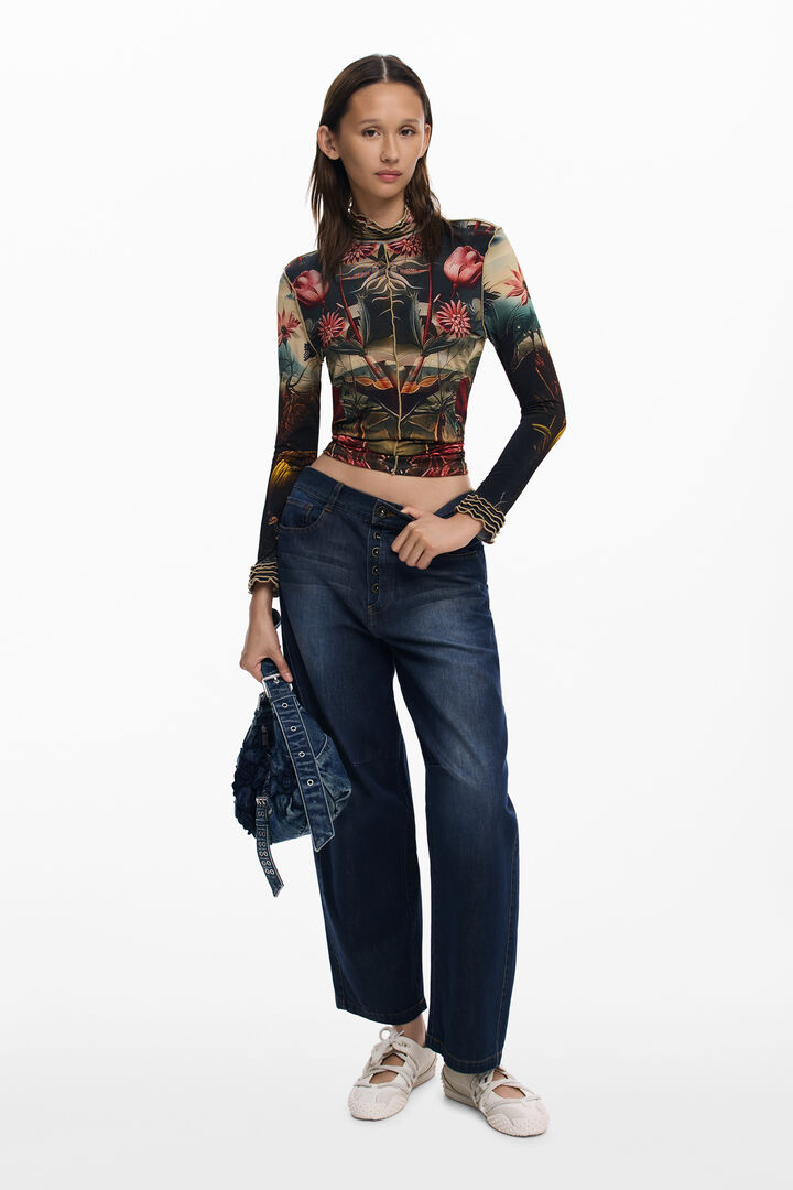 Camiseta ribeteado rosas | Desigual
