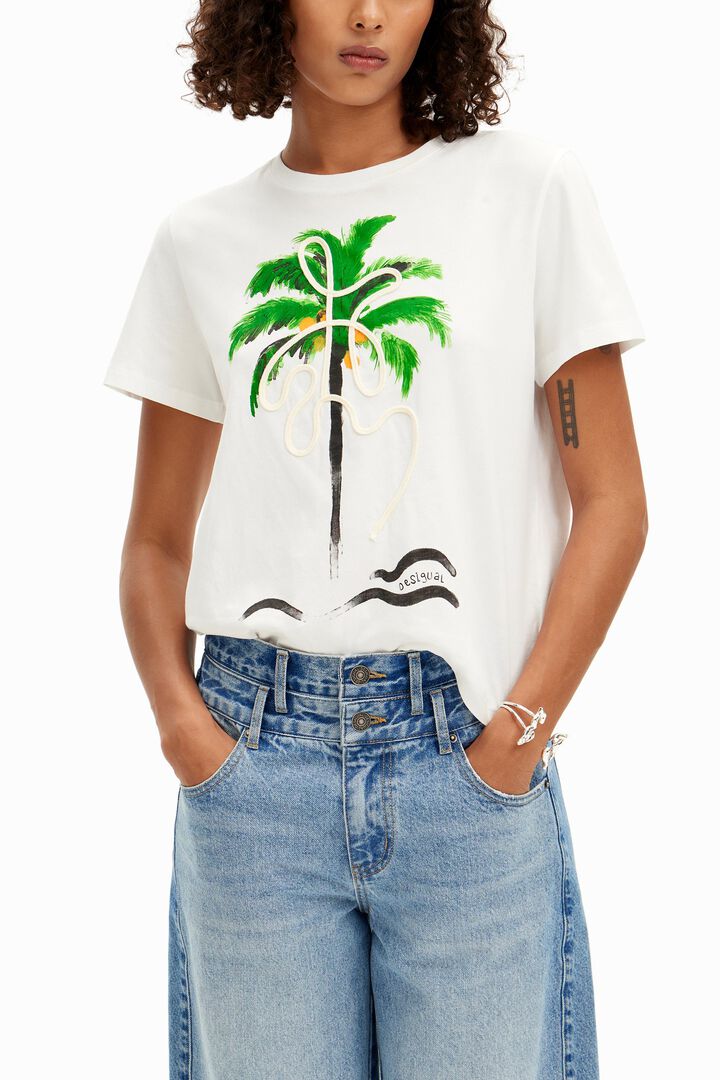 T-shirt palmier peint à la main | Desigual