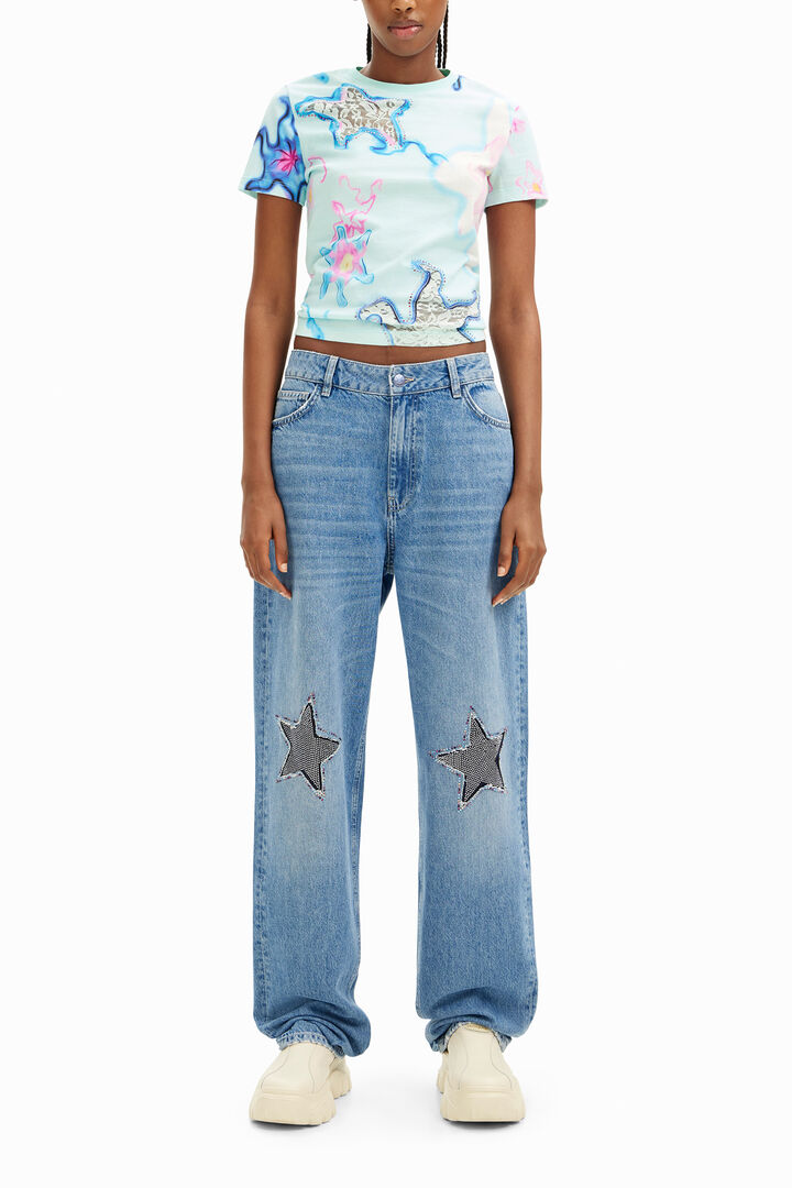 Collina Strada denim trousers with star details | Desigual