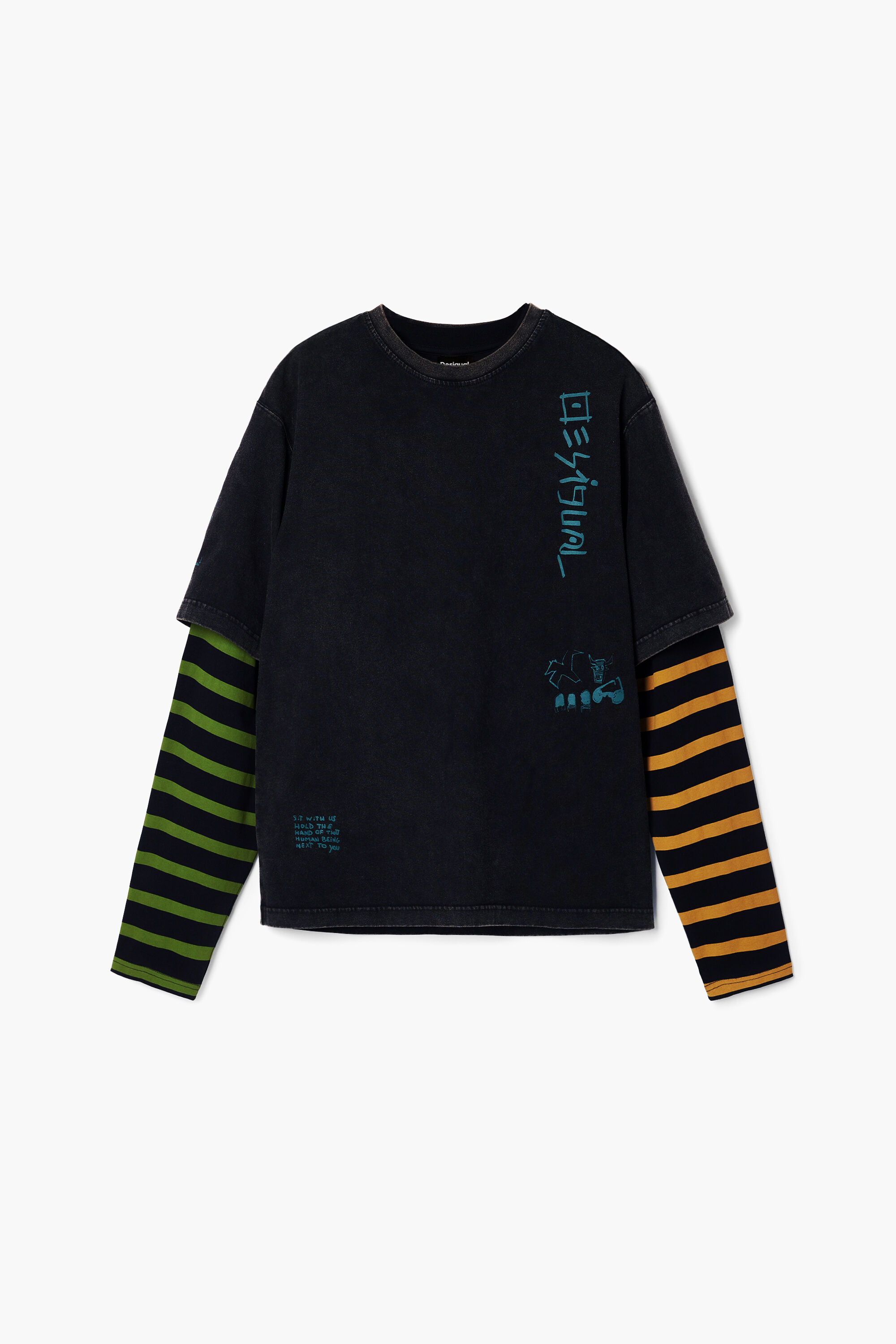 T-shirt met dubbele mouw