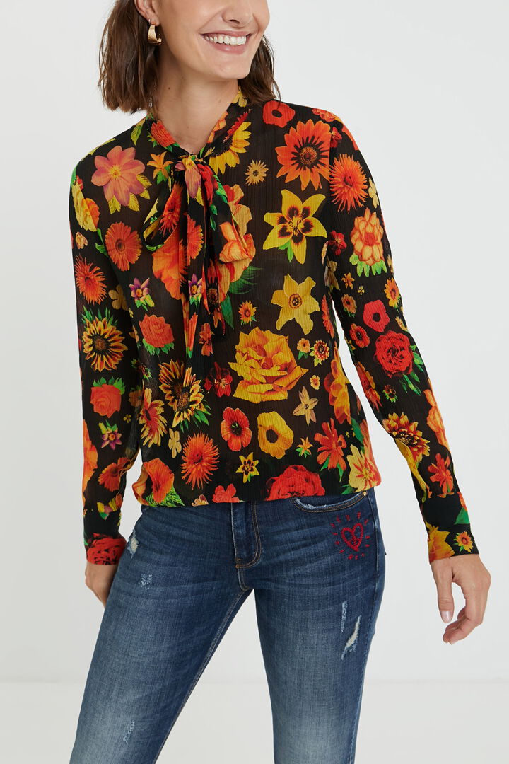 Silk blouse with bow | Desigual
