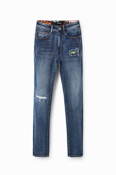 Push-up skinny jeans z raztrganinami | Desigual