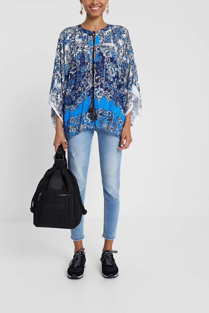 Kimono type blouse with oriental print | Desigual