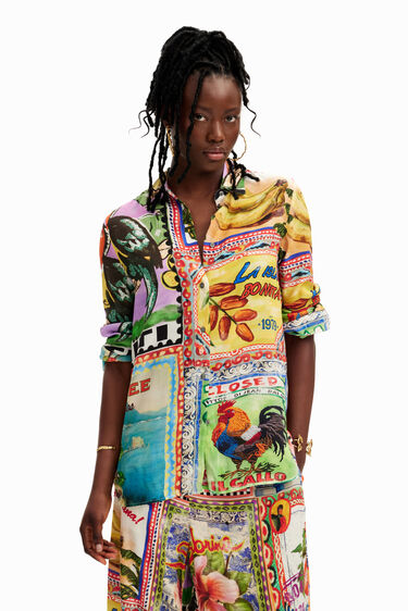 Koszula z pocztówkami arty Stella Jean | Desigual