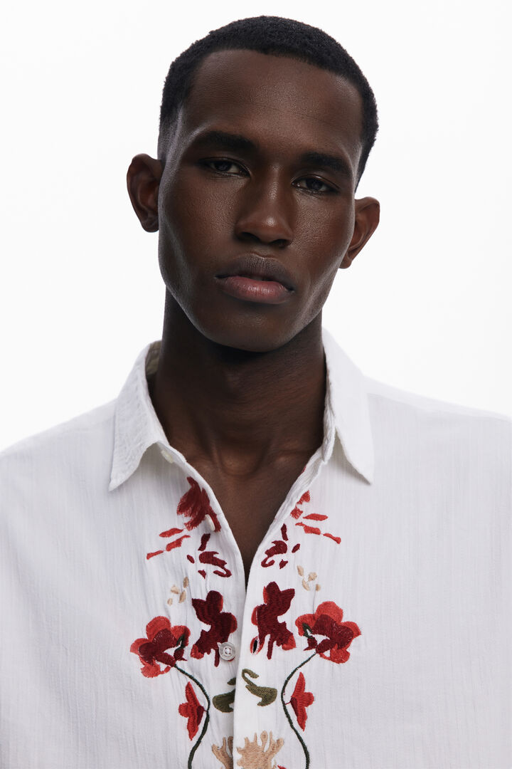 Long-sleeve shirt with embroidered flowers | Desigual
