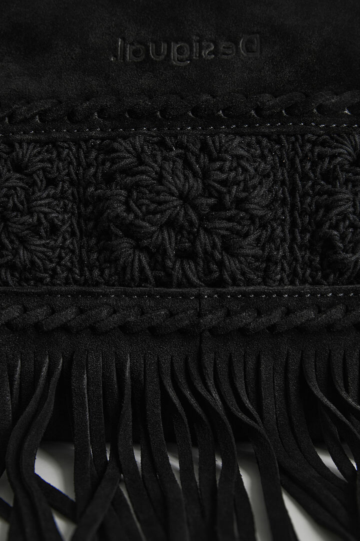 Borsa a tracolla pelle e frange | Desigual