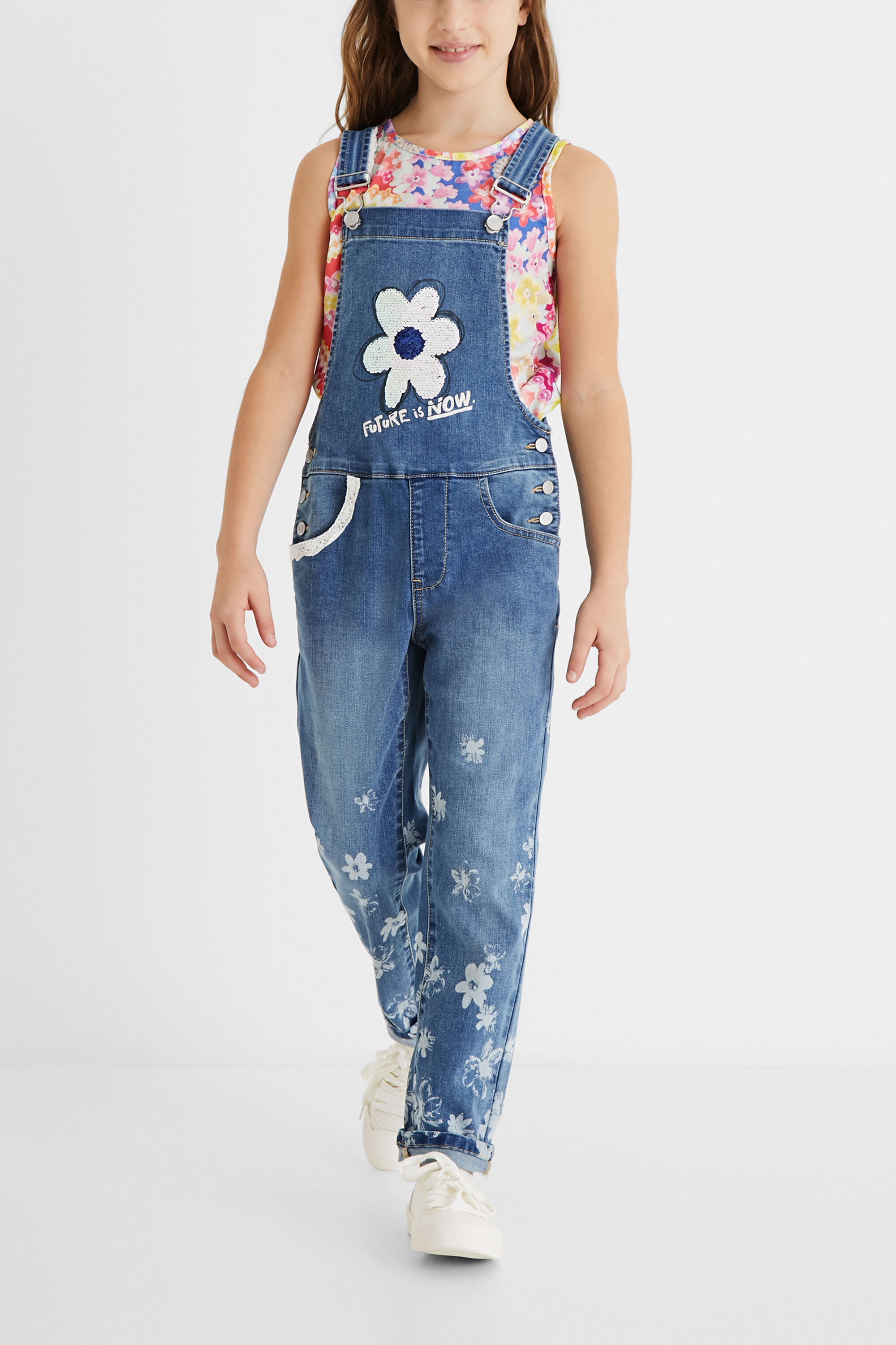 Long denim overalls lace Desigual
