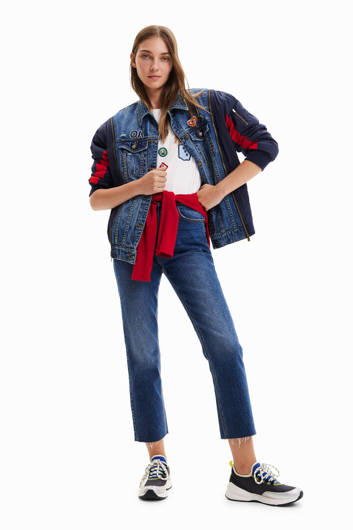 Hybrydowa kurtka dżinsowa bomberka oversize | Desigual