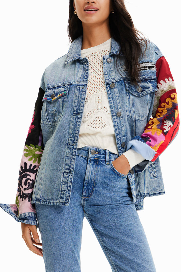 Embroidered denim trucker overshirt | Desigual
