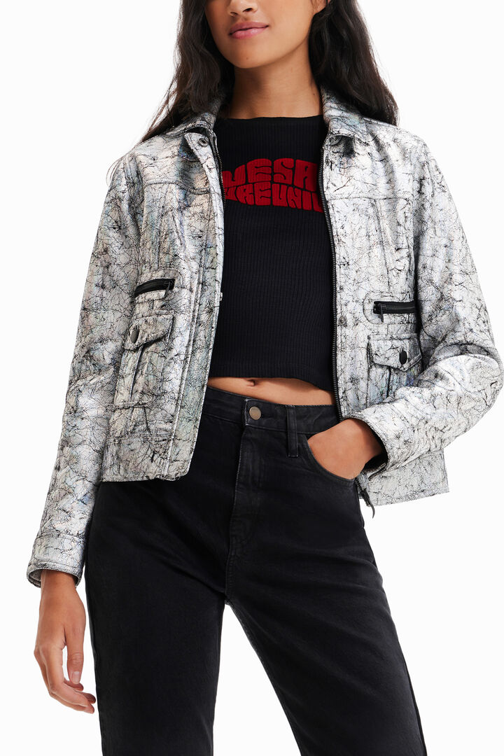 Metallic trucker jacket | Desigual