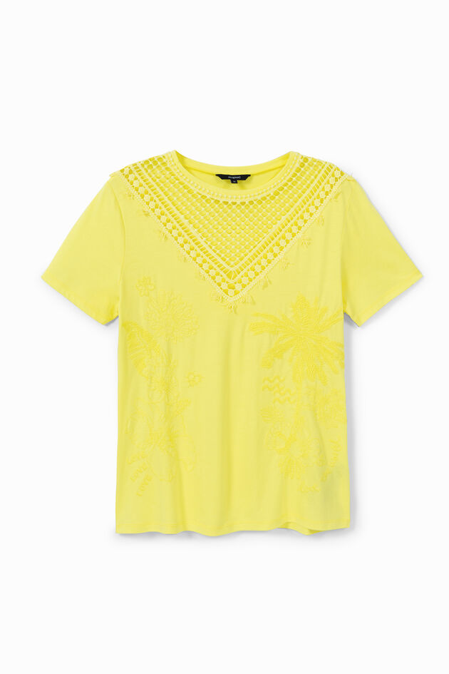 T-shirt embroidered V front