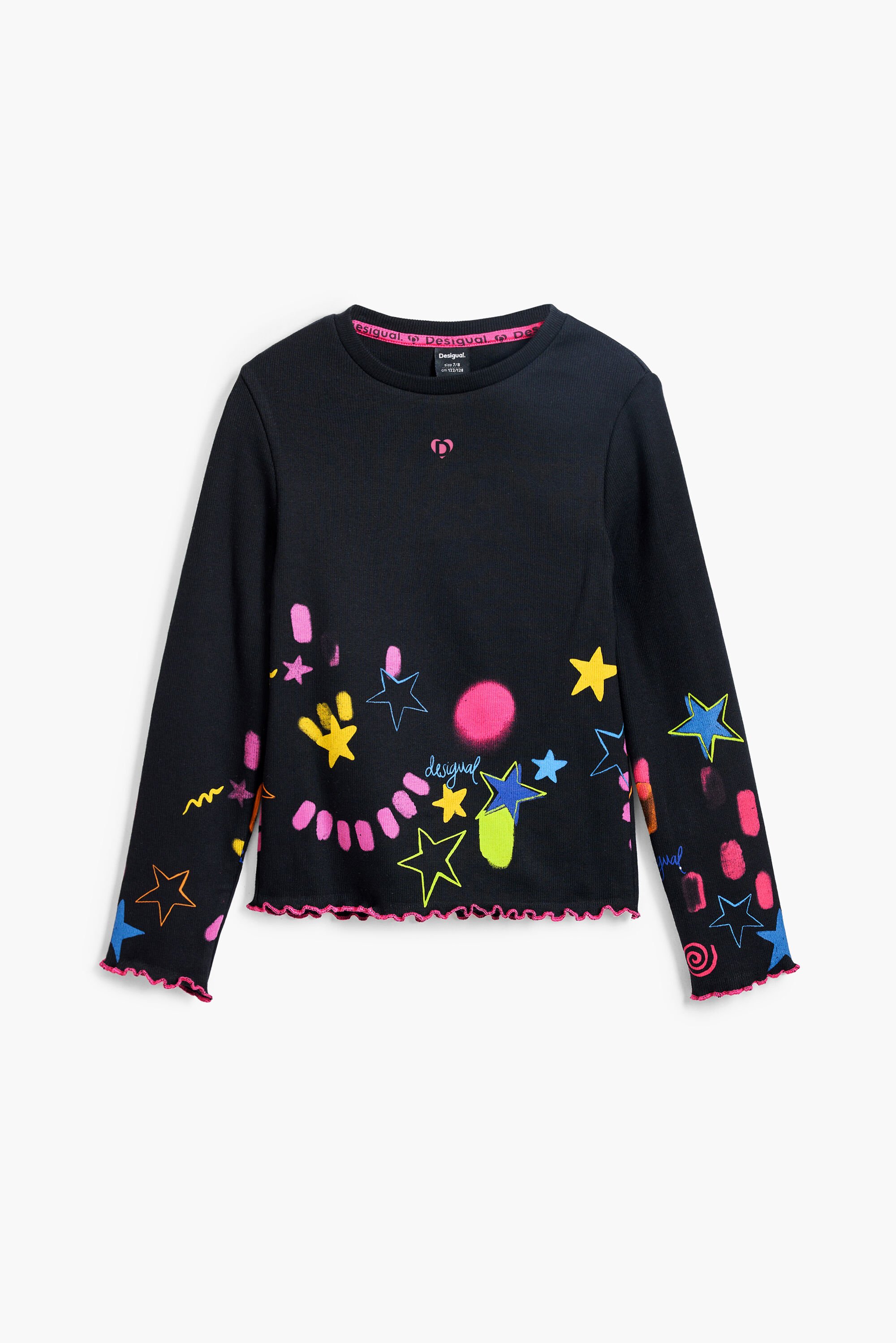 ネオン柄のリブTシャツ 女の子用 I Desigual.com