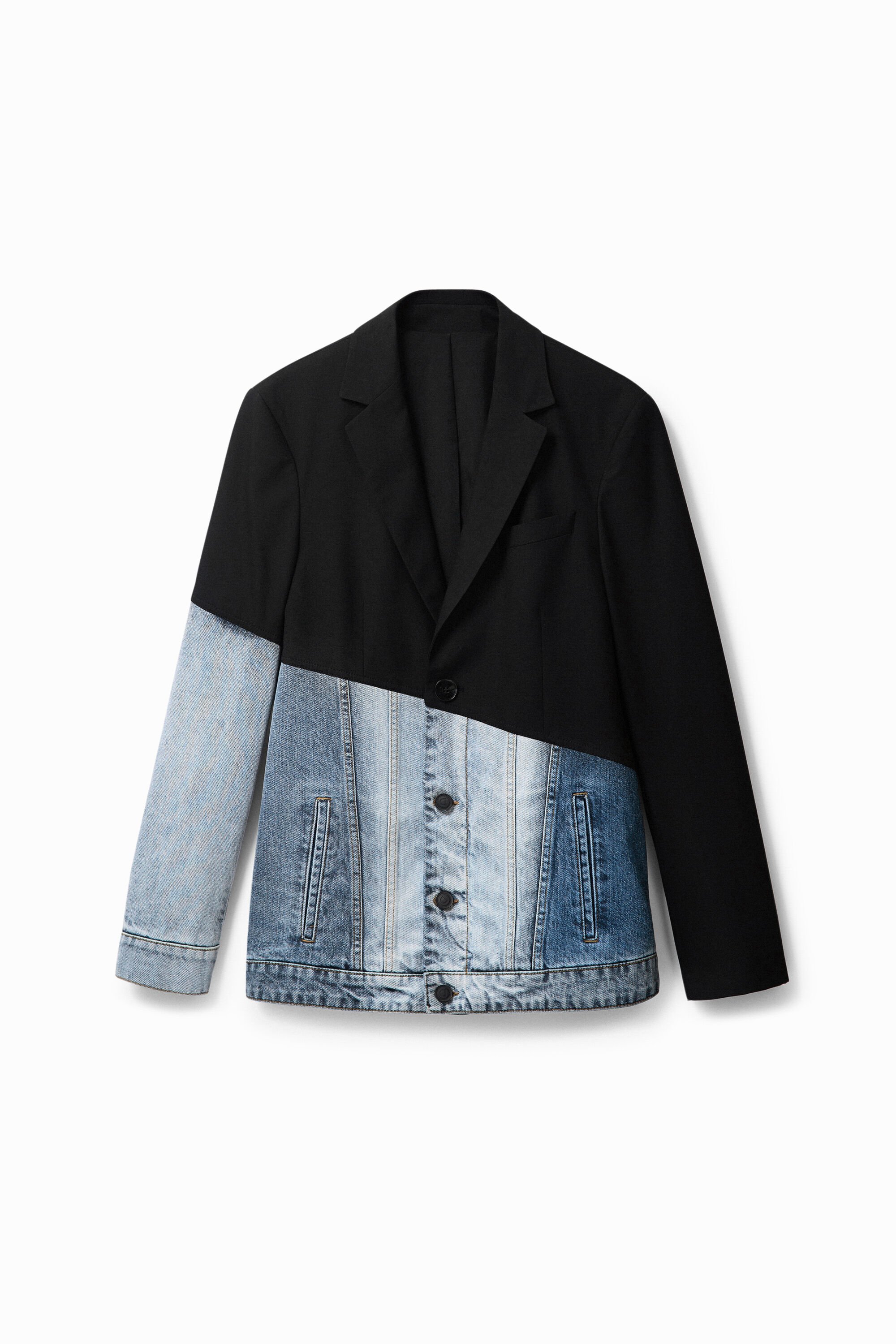 Denim blazer met twee stoffen