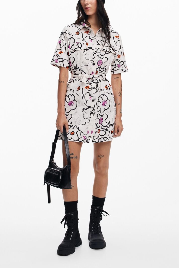 Sukienka z rysowanymi kwiatami | Desigual