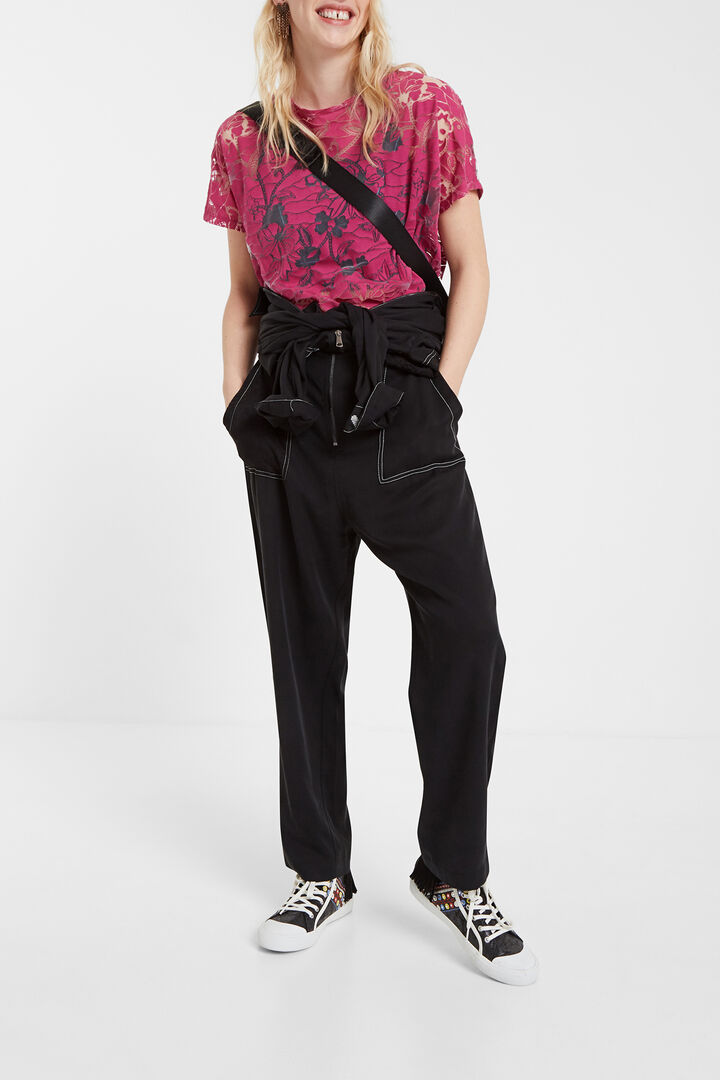 Floral T-shirt in devoré and transparencies | Desigual