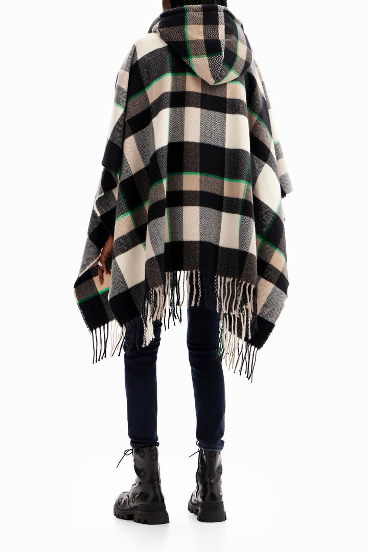 Plaid hooded poncho | Desigual