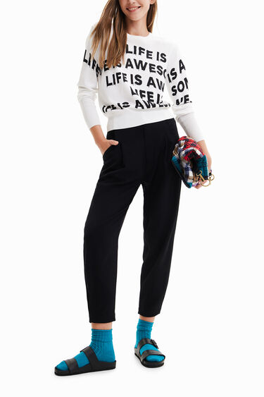 Cropped trui "Life is awesome" | Desigual
