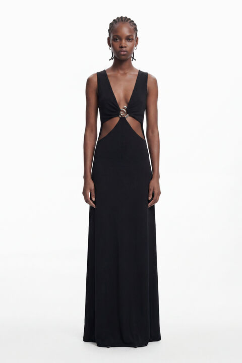 LONG DRESS WITH METALLIC APPLIQUÉ