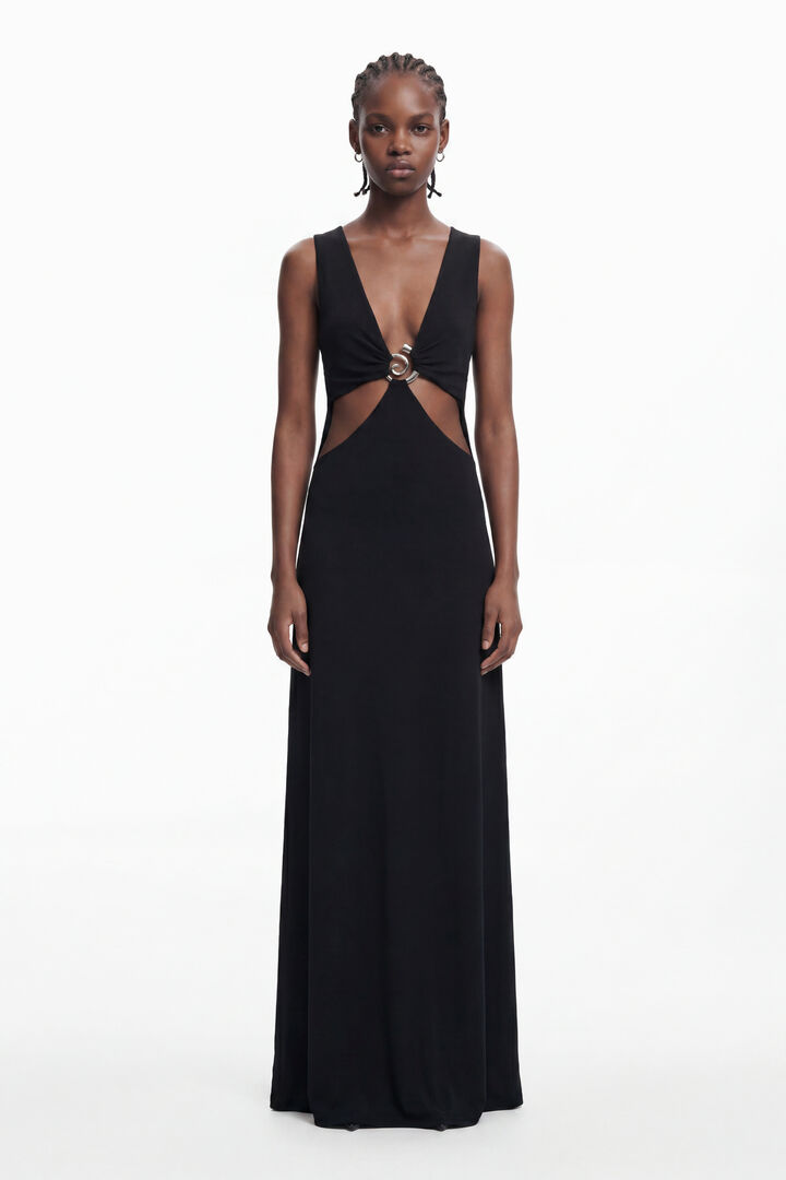 LONG DRESS WITH METALLIC APPLIQUÉ