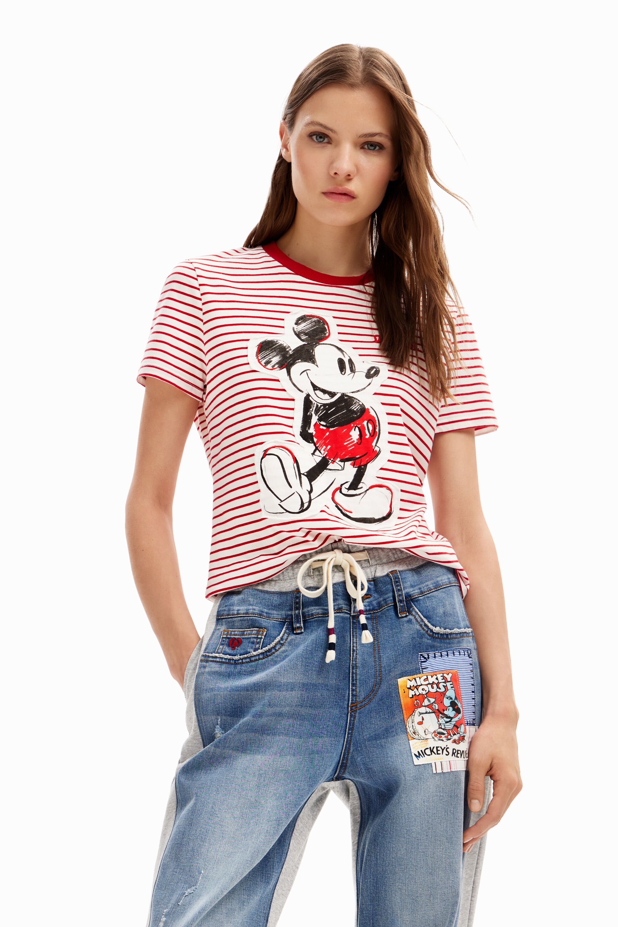 Shop Desigual Mickey Mouse Jogger Jeans In Blue