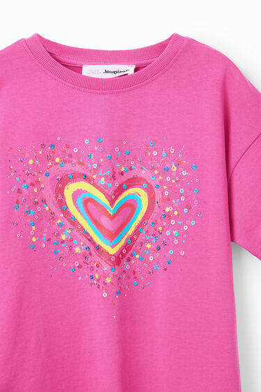 Camiseta corazón lentejuelas | Desigual