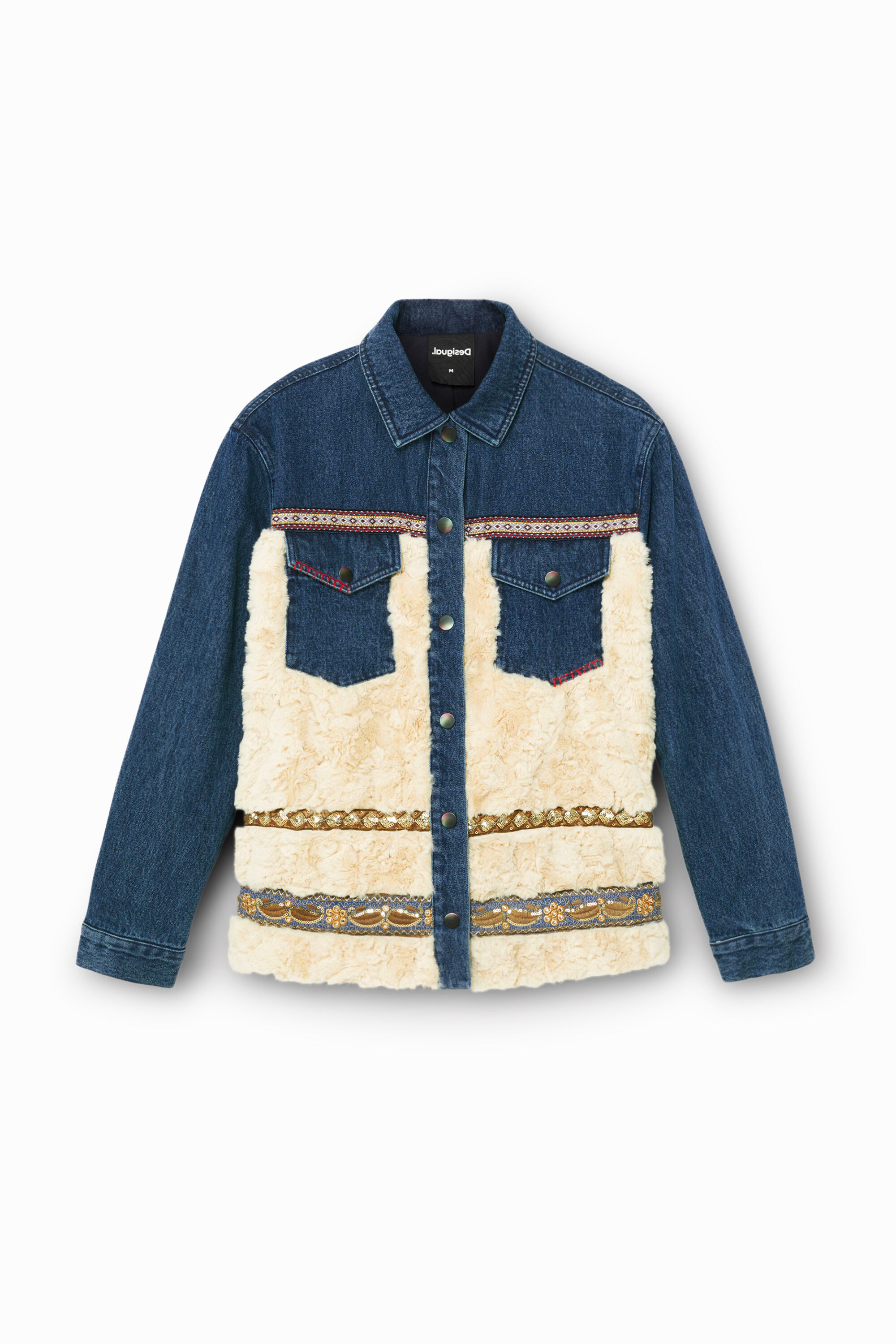 Hybrid denim jacket fleece - BLUE - L