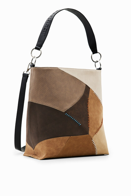 Large patchwork bucket bag
