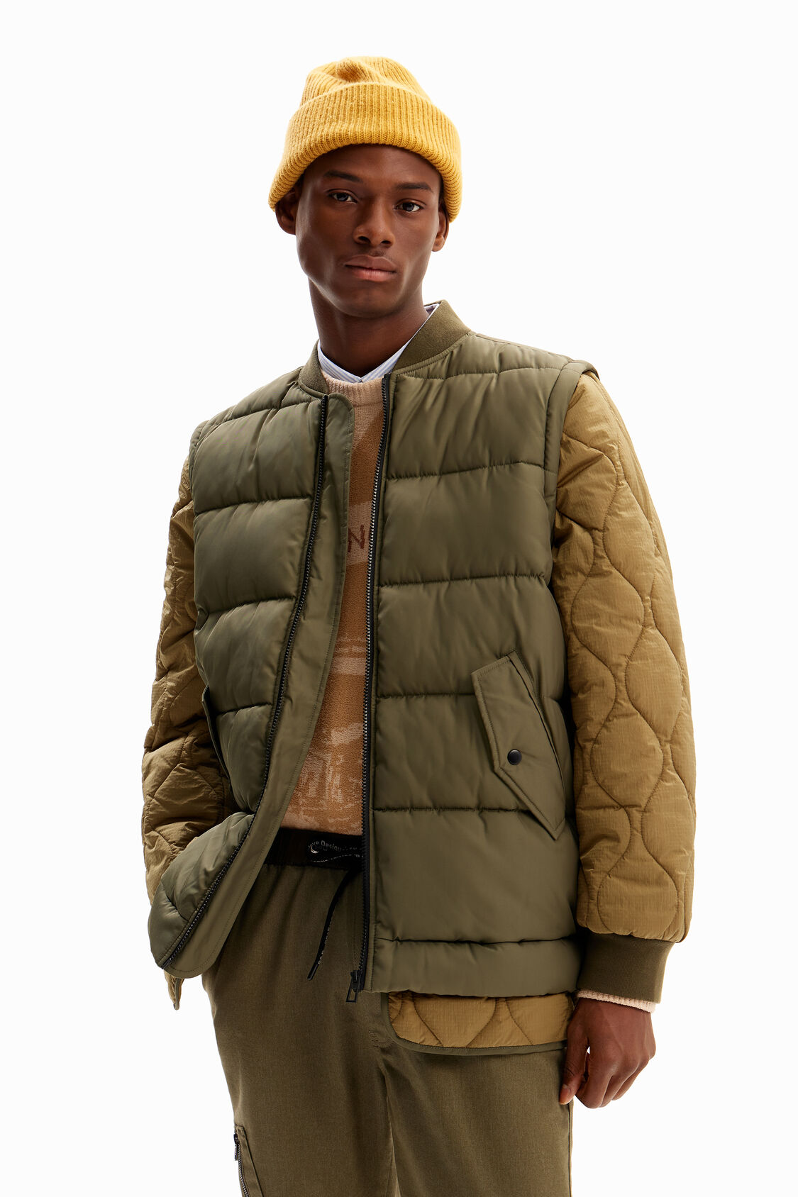 Men's Detachable quilted bomber jacket I Desigual.com