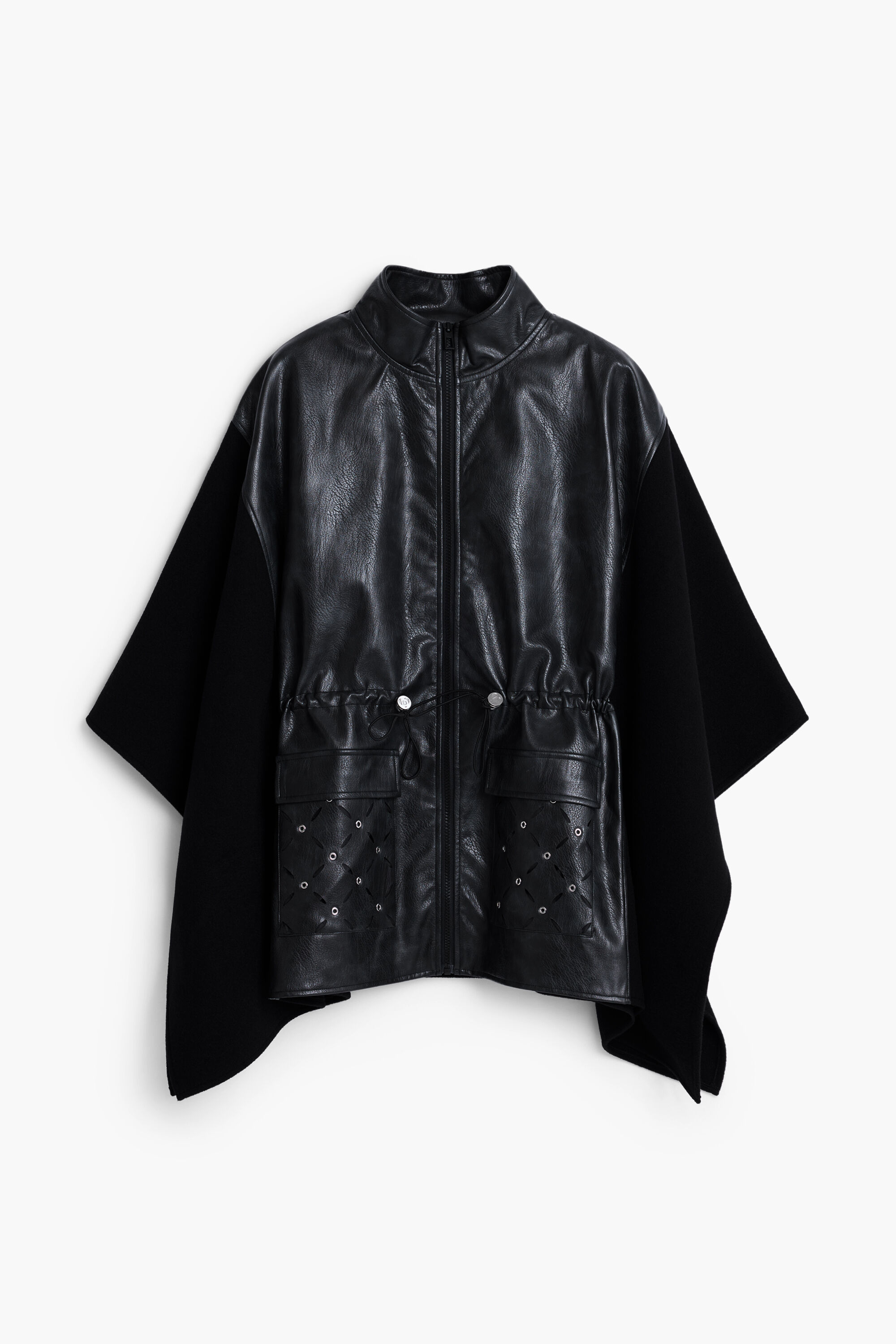 Combined faux leather poncho Women's I Desigual.com