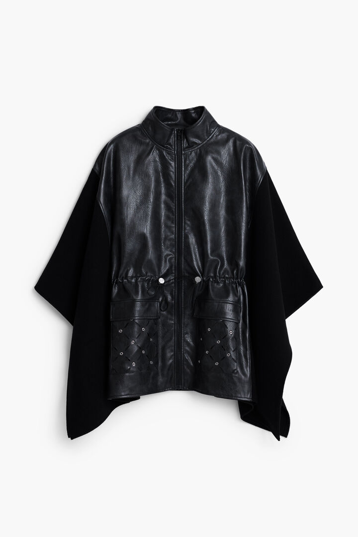 Combined faux leather poncho | Desigual