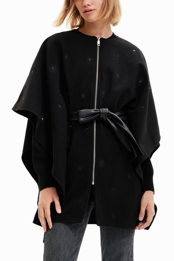 Poncho-cape belt and zipper | Desigual