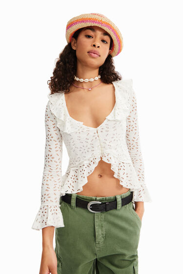 Blusa a maniche lunghe con volant | Desigual