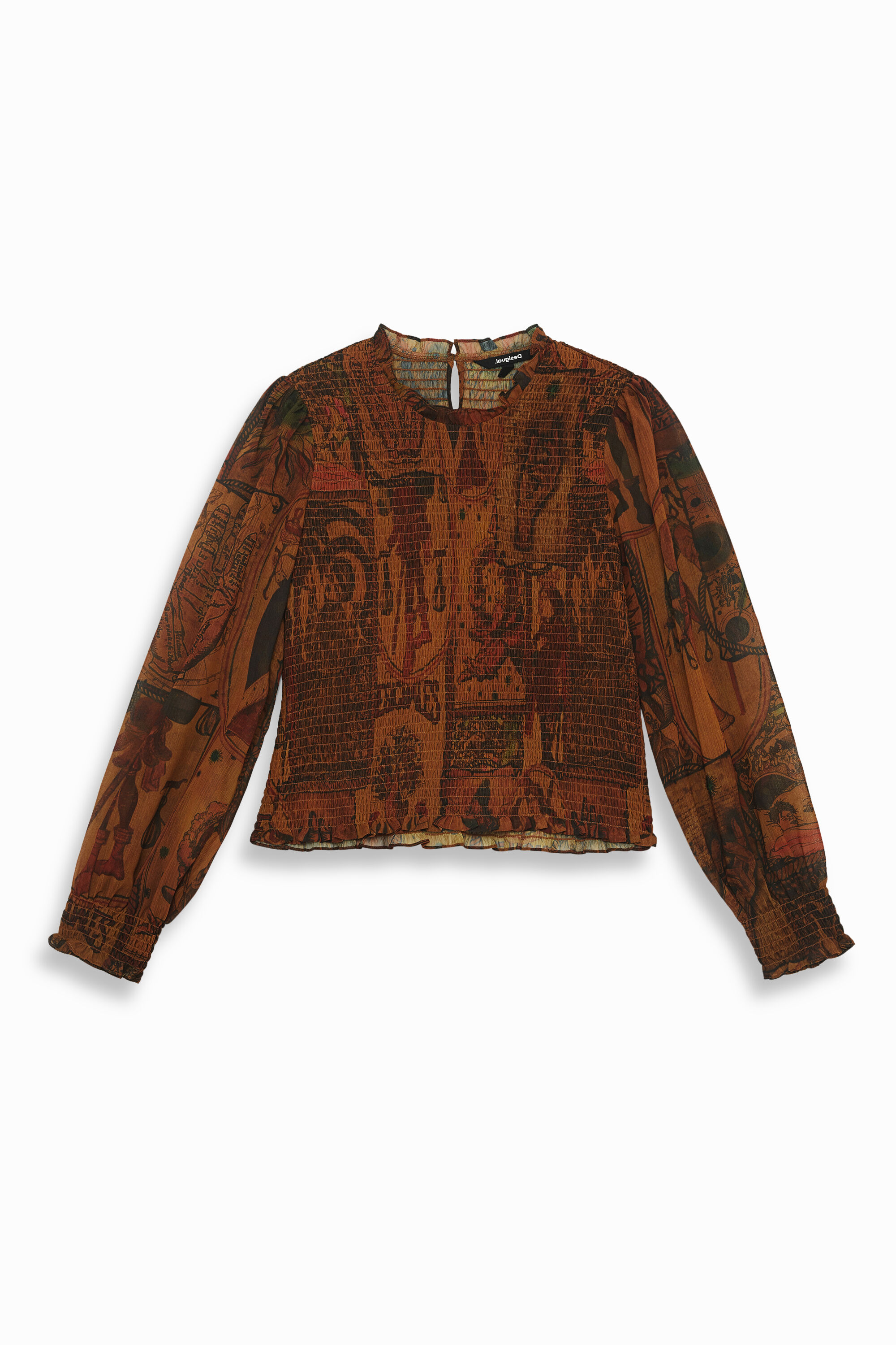 Print honeycomb blouse - MATERIAL FINISHES - M