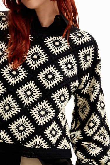 Crochet jumper with geometric patterns | Desigual
