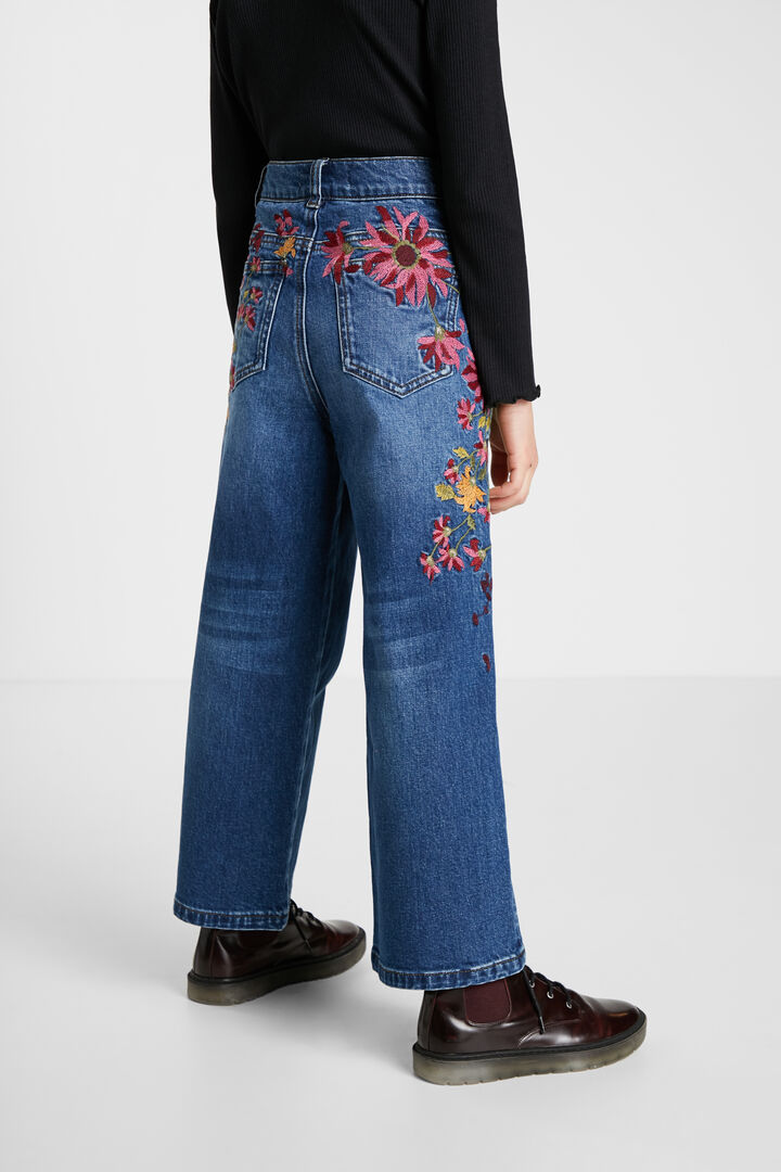 Pantalón vaquero Wide leg bordado | Desigual