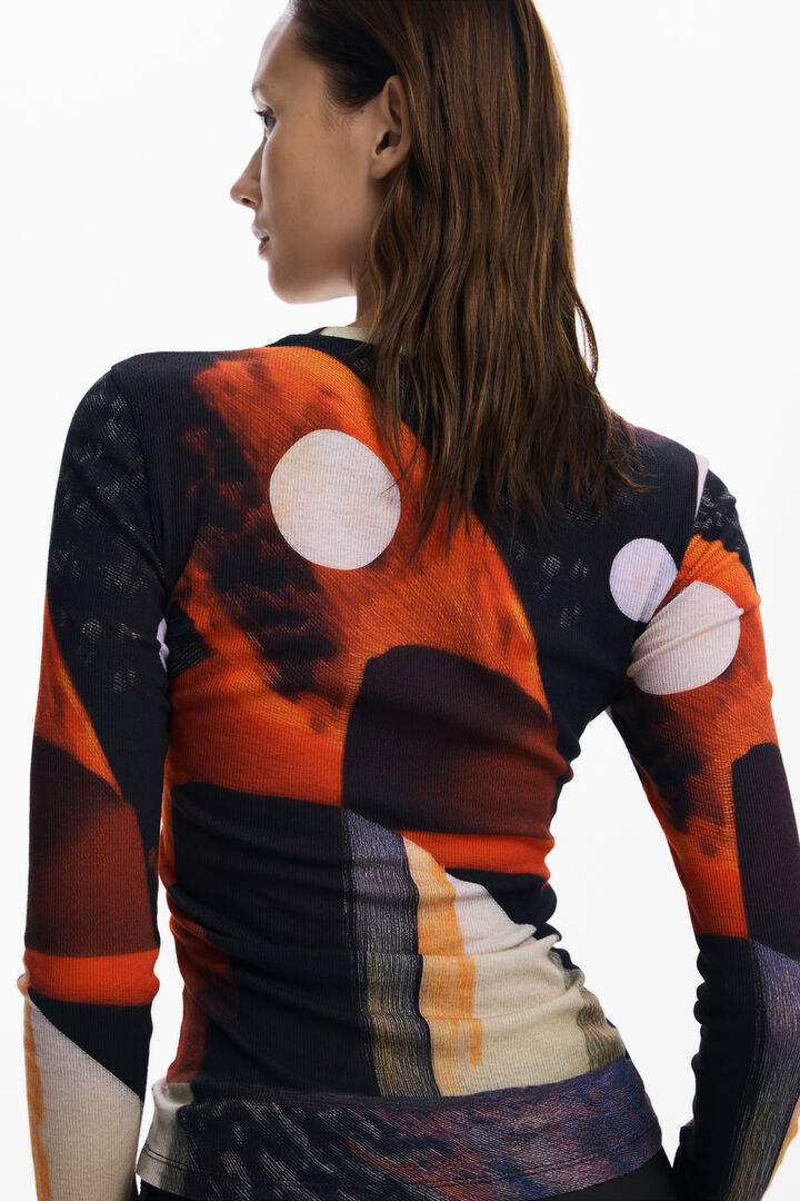 Printed T-shirt with buttons | Desigual