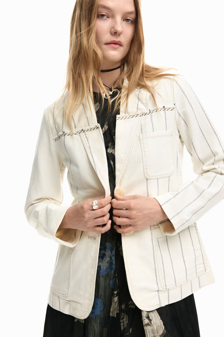 Asymmetrischer gestreifter Blazer | Desigual