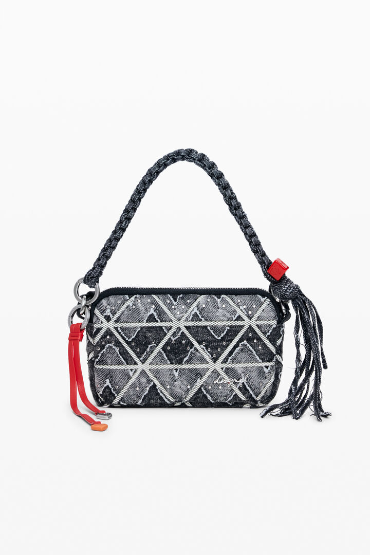Denim zigzag crossbody wallet