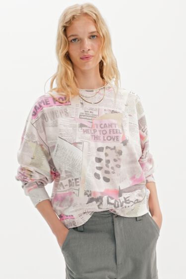 Oversized sweatshirt met krantenprint | Desigual