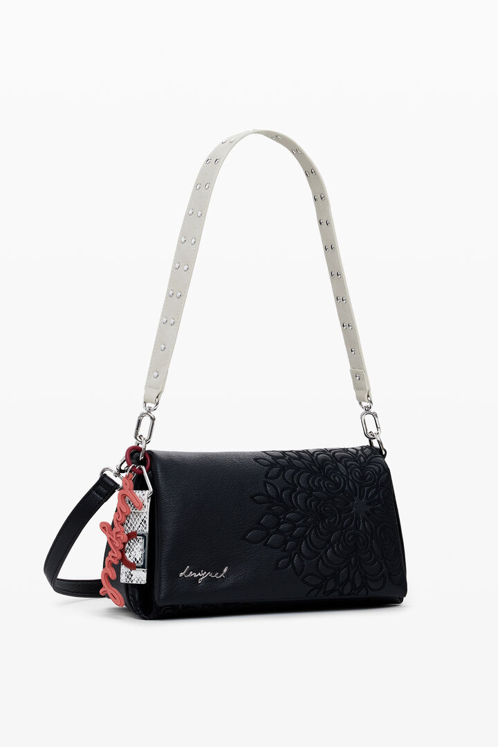 Bolso bandolera efecto piel bordados mediano | Desigual