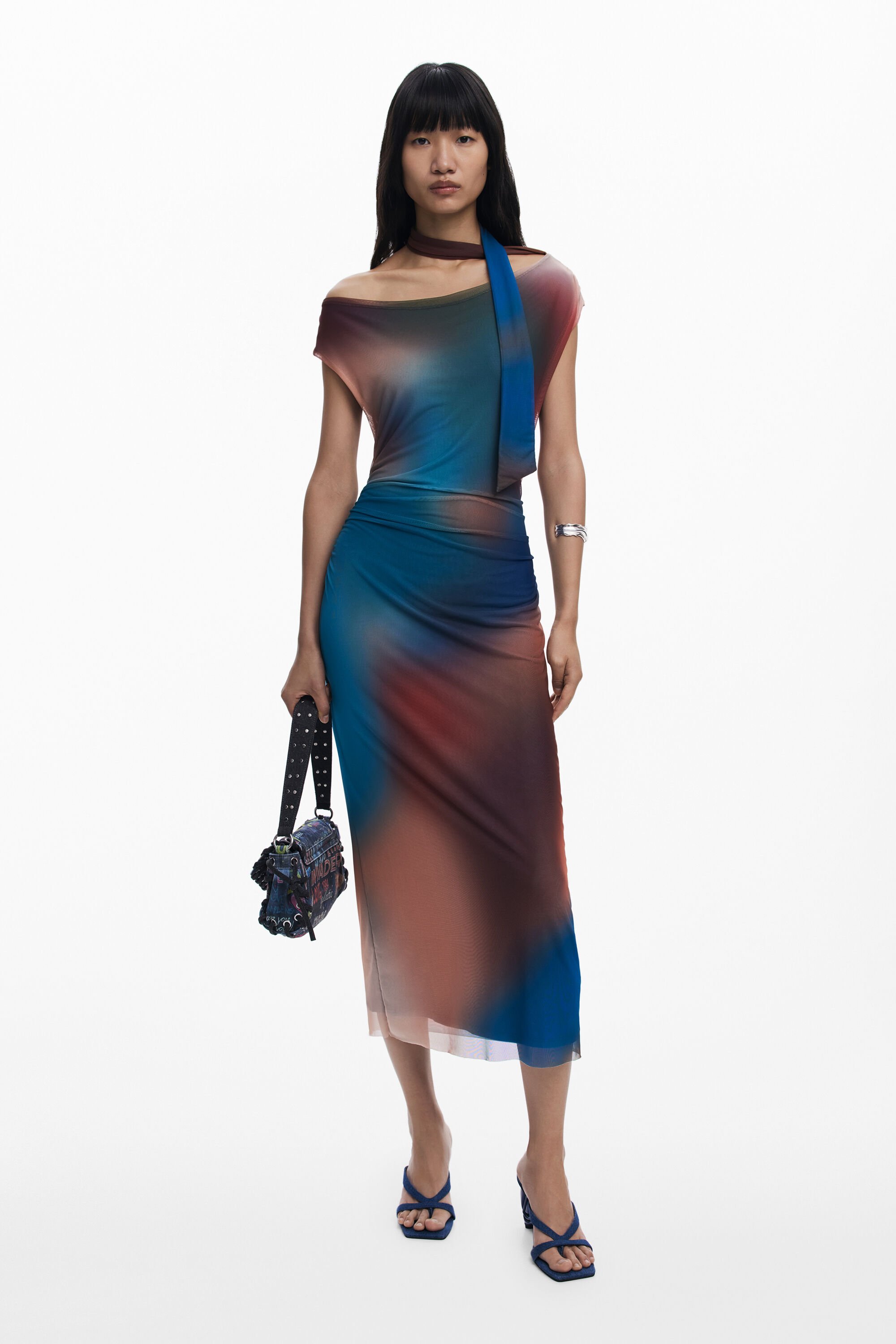 Robe drapée à encolure irrégulière - Desigual - Modalova