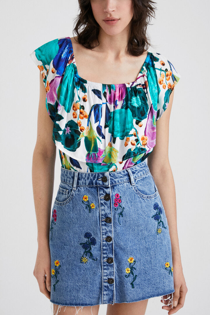 Boat neck floral bodysuit | Desigual