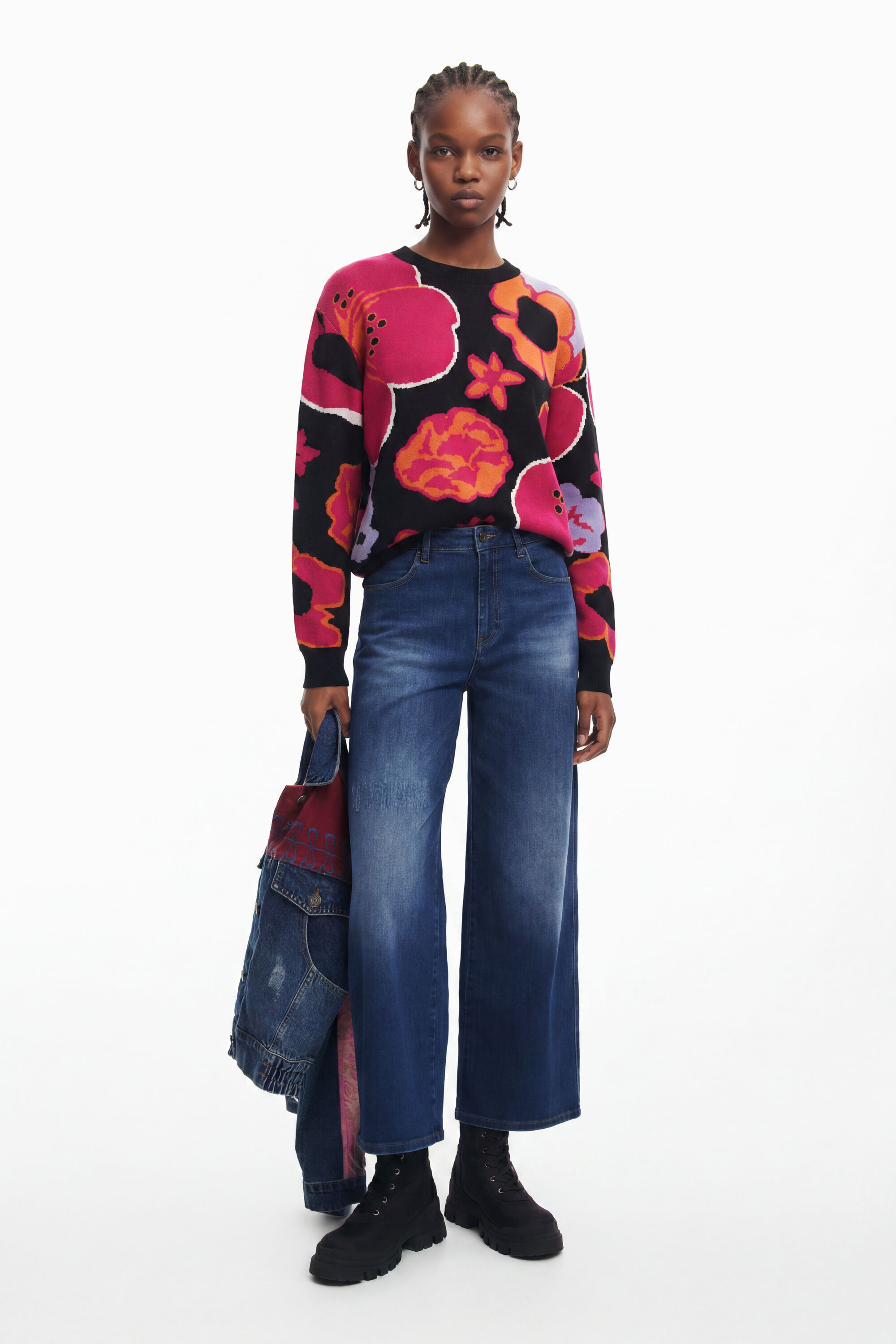 Desigual, Vaqueros culotte denim, Azul